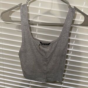 Shein Gray Button-Up Tank Top